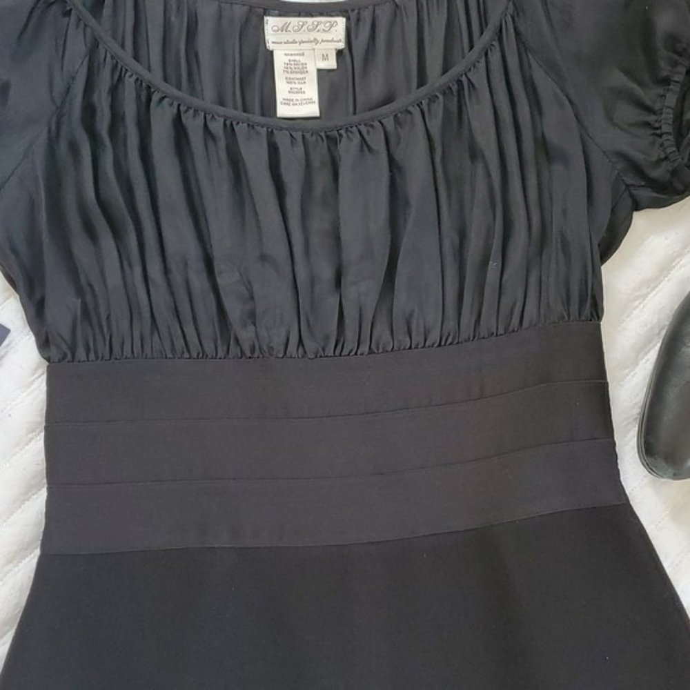 Classic Little Black Cocktail Dress Medium Cummerbund Waistband Formal Party - Picture 6 of 15